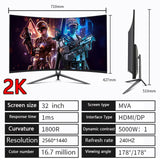 Gaming Monitor 32" Curved - 240hz - 2K (2560*1440p HD) voor PC gaming